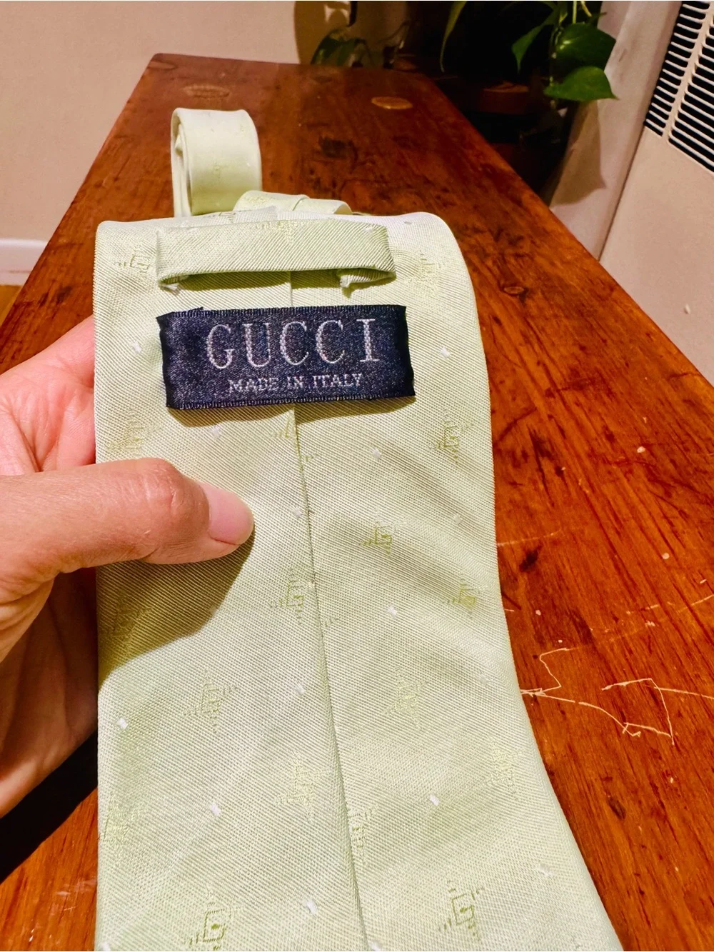 Light Green Patterned Men's Tie